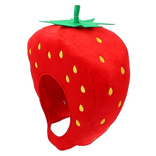 FUNOMOCYA Plüsch Erdbeermütze Cartoon Hut Lustige Selfie Kopfbedeckung Party Karneval Cosplay Foto Requisite für Halloween Fasching von FUNOMOCYA
