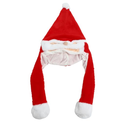 FUNOMOCYA Plüsch Nikolausmütze mit Beweglichen Ohren Witzige Weihnachtsmütze Einstellbare Einheitsgröße für Fest Bühnenauftritt und Foto Requisit von FUNOMOCYA
