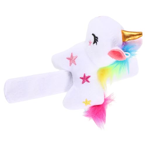 FUNOMOCYA Plüsch Slap Armband Einhorn Kuscheliges Tier Wristband aus Sanft Leicht Kinderfreundlich für Party Geburtstag Festival Dekoration Weiß von FUNOMOCYA