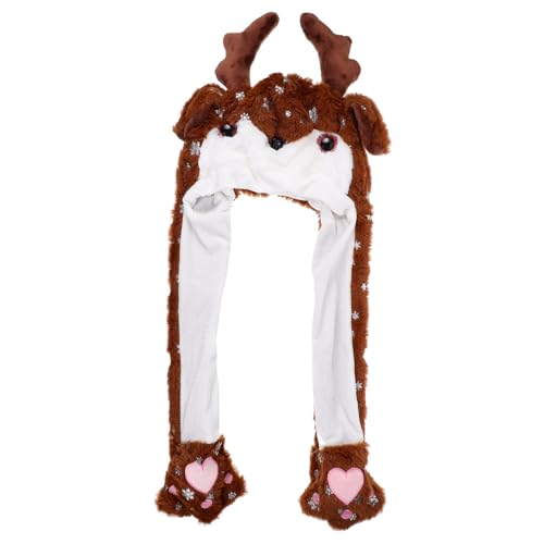 FUNOMOCYA Plüsch Weihnachtsmütze mit Beweglichen Ohren Rentier Kostüm Mütze für Winterparty Karneval Halloween Foto Requisiten für Erwachsene FUNOMOCYA Plüsch Weihnachtsmütze mit Beweglichen Ohren Rentier Kostüm Mütze für Winterparty Karneval Halloween Foto Requisiten für Erwachsene von FUNOMOCYA