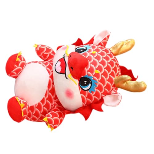 FUNOMOCYA Plüschtier Drachen Kuscheltier Rotes Stofftier Glücksbringer Neujahrsdeko für Zuhause Sofa Büro Auto von FUNOMOCYA