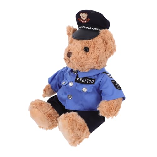 FUNOMOCYA Polsterbär Plüschtier Polizeibär Flauschig Kuschelig mit Uniform und Mütze Geschenk für Mädchen Jungen Dekoration von FUNOMOCYA