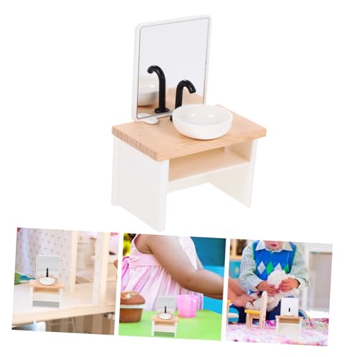 FUNOMOCYA Puppenhaus Badezimmer Möbel Miniatur Waschbecken für Puppenhaus Dekoration Handgefertigte Mini Badezimmer Waschbecken für DIY und Fotorequisiten von FUNOMOCYA