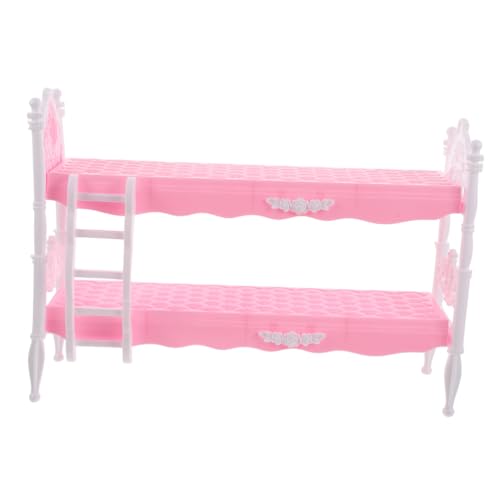 FUNOMOCYA Puppenhaus Etagenbett Mädchen Puppenbett Doppelstockbett Miniatur Möbel Prinzessin Bunk Bed Zubehör für Geschenk Rosa von FUNOMOCYA