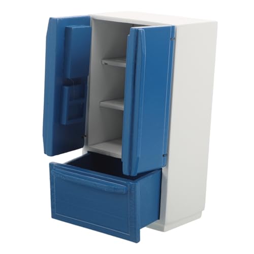 FUNOMOCYA Puppenhaus Mini Kühlschrank Modell Doppeltüriger Holz-küchengerät Realistische Miniaturmöbel für Einfach zu Platzieren Langlebiges Puppenhaus Zubehör von FUNOMOCYA
