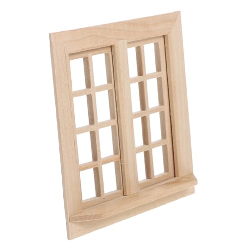 FUNOMOCYA Puppenhaus-Modell Fenster einfach Puppenhaustür winzig Minis Möbel für Spielzeughäuser DIY Dollhouse Miniaturhäuser puppenhaus Miniatur selber Bauen Miniaturmöbel hölzern Khaki von FUNOMOCYA