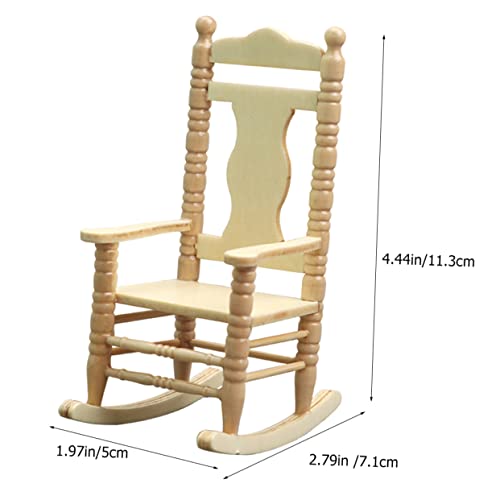 FUNOMOCYA Puppenhaus Möbel Modell Kleine Holzfigur Miniatur Stuhl Dekoration Naturfarben Handgefertigt Robust und Kompakt für Puppenhaus Deko und Sammler von FUNOMOCYA