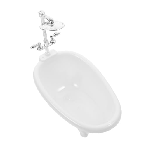 FUNOMOCYA Puppenhaus Möbel Zubehör Realistische Mini Badewanne Deko für Puppenhaus Badezimmer Kompakte Handgefertigtes Modell für Hausdekoration von FUNOMOCYA