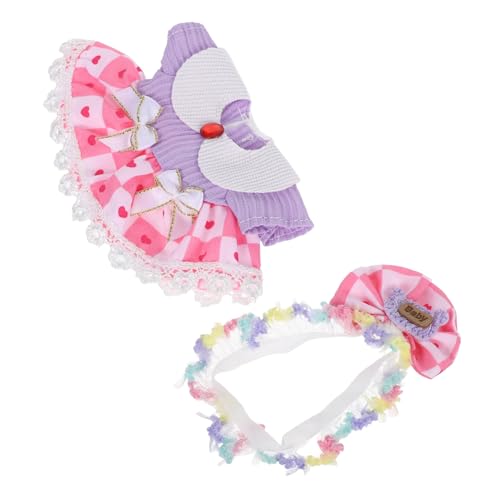 FUNOMOCYA Puppenkleidung mit Plüschkleid und Haarband Langlebige Stoffe Realistische Details Komfortabel für Fotoshootings und Kreatives Kompatibel mit Labubu von FUNOMOCYA