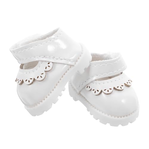 FUNOMOCYA Puppenschuhe Weiß Leichte PU Flats für Mädchen Doll Schuhe Passform Kleidungszubehör für Puppenhaus Kostüm Cosplay von FUNOMOCYA