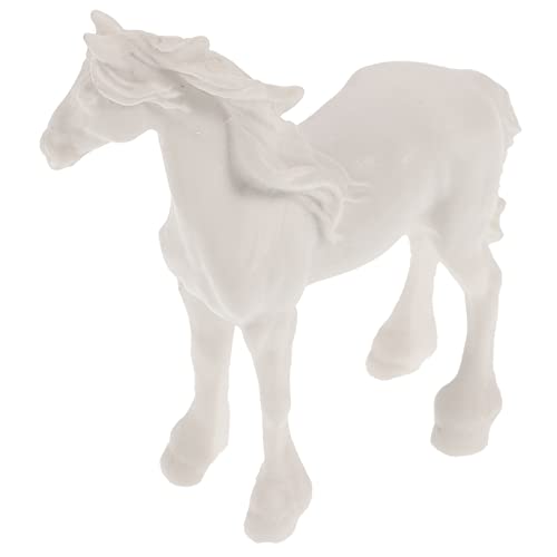 FUNOMOCYA Realistische Pferdeskulptur aus Resin Kleines Weißes Pferdemodell als Dekoratives Lernspielzeug für Langlebige Miniaturfigur für Wohnzimmer Schreibtisch und Aquariumdeko von FUNOMOCYA