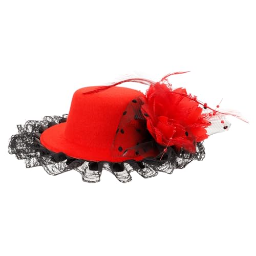 FUNOMOCYA Roter Mini Federhut Haarklammer Faszinator Bühnenhaarschmuck für Tanzfest Geburtstag Party Zubehör von FUNOMOCYA