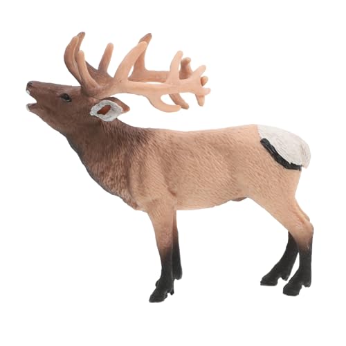 FUNOMOCYA Rotes Deko Wildtier Hirsch Modell Detailgetreue Wildtierfigur als Umweltfreundliche Statische Kunststoffskulptur für Zuhause Büro und Weihnachtsdeko Geschenk und Foto Requisite von FUNOMOCYA
