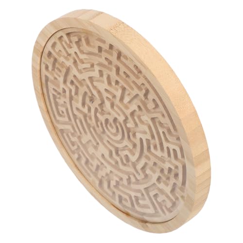 FUNOMOCYA Rundes Holz Labyrinthspiel mit Beweglichen Perlen Balancetraining und Motorischer Tragbares Lernspielzeug für Kleinkinder und Vorschulkinder Pädagogisches Geschicklichkeitsspiel von FUNOMOCYA