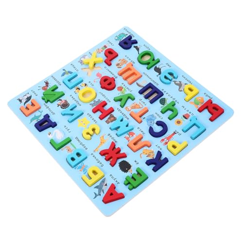 FUNOMOCYA Russisches Alphabet Lernspielzeug Holzpuzzle Montessori Bildungsset für Kleinkinder Fördert Kognitive Entwicklung Hand Auge koordination und Kreatives Großer Blauer von FUNOMOCYA