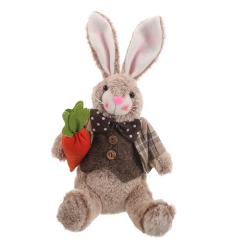 FUNOMOCYA Rustikaler Osterhase Dekofigur aus Weichem Niedliches Gefülltes Kaninchen für Frühlings Tischdeko Osterparty Kinderfreundliche Hasenfigur als Festliche Wohnaccessoire von FUNOMOCYA