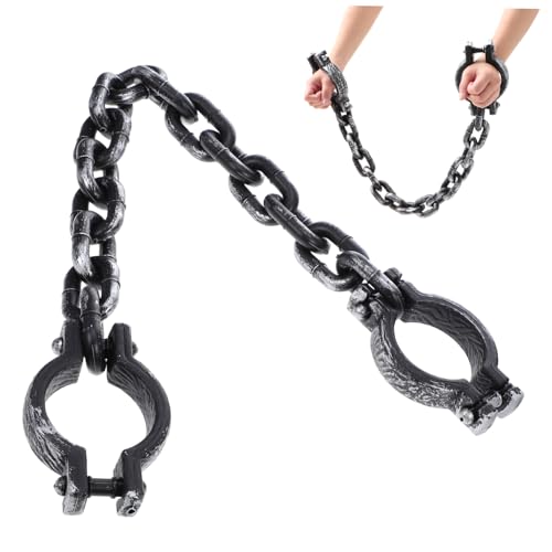 FUNOMOCYA Schwarze Handschellen für Handgelenk Langlebige Halloween Kostüm Requisite Leichte Gefängnisketten für Karneval Cosplay und Partydekoration von FUNOMOCYA