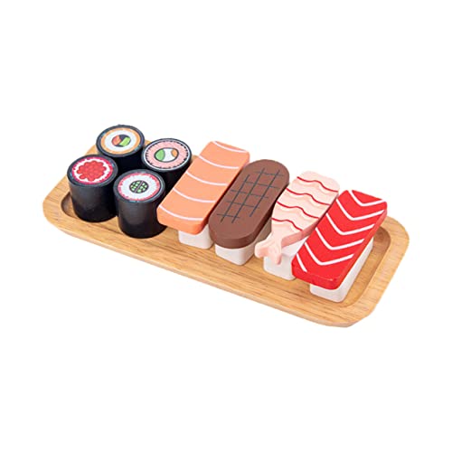 FUNOMOCYA Simulations Sushi aus Holz Pädagogisches Kinderküchenspielzeug Realistisch Gestaltetes Buntes Sashimi Modell Hand Auge Koordination und Fantasie von FUNOMOCYA