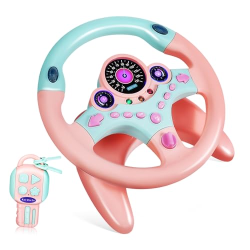 FUNOMOCYA Simuliertes Lenkradspielzeug für Licht und Sound Drehbares Auto Lenkrad mit Hupe Musik und Basissockel Pädagogisches für Kleinkinder Rosa Kunststoff Fördert Verkehrssicherheit und FUNOMOCYA Simuliertes Lenkradspielzeug für Licht und Sound Drehbares Auto Lenkrad mit Hupe Musik und Basissockel Pädagogisches für Kleinkinder Rosa Kunststoff Fördert Verkehrssicherheit und von FUNOMOCYA