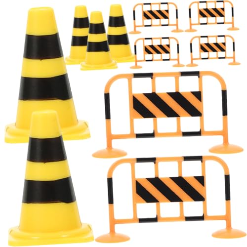 FUNOMOCYA Teiliges Lernspielzeug Verkehrsleitkegel aus Kunststoff Miniatur Verkehrshindernisse und Straßenabsperrungen Pädagogisches für Motorische Fähigkeiten Augen Hand koordination von FUNOMOCYA