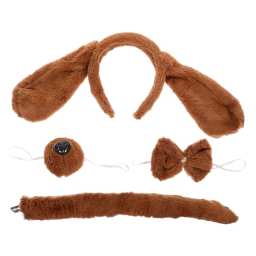 FUNOMOCYA Tierisches Hundekostüm mit Braunem Plüsche Ohren Stirnband und Fliege Lustiges Party Accessoire für Kleine Hunde zu Halloween Karneval Geburtstag und Kostümpartys von FUNOMOCYA