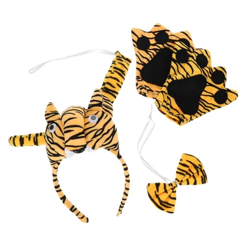 FUNOMOCYA Tiger Cosplay Kostüm Set mit Tiger Stirnband und Schwarzen Handschuhen Robustes Tier Kostüm Zubehör für Bühne Zoo Party und Halloween Verkleidung von FUNOMOCYA
