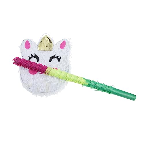 FUNOMOCYA Unicorn Pinata mit Schläger Mexikanische Geburtstags Piñata für Kinderparty Fiesta Deko Kreatives Einhorn Design für Lustige Feierlichkeiten von FUNOMOCYA