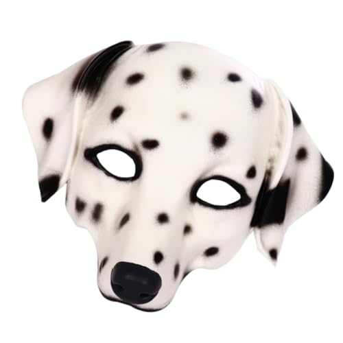 FUNOMOCYA Unisex Dalmatiner Maske aus PU Leichte Atmungsaktive Tiermaske für Halloween Karneval Rollenspiel Party Kostüm Performance Weiße Kreative Verkleidung von FUNOMOCYA