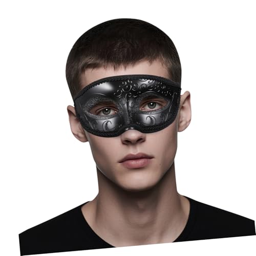 FUNOMOCYA Venezianische Spitzen Maske aus Stabilem Kunststoff Schwarze für Halloween Karneval Kostümparty Vielseitiges Cosplay Zubehör für Damen und Herren von FUNOMOCYA