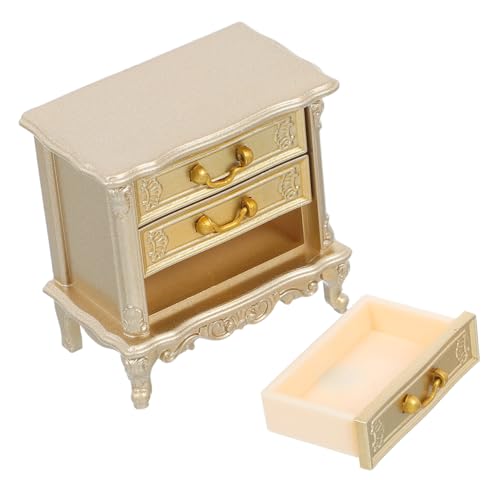FUNOMOCYA Vintage Miniatur Nachttisch Puppenhaus Möbel Retro Mini Kommode Schubladenschrank für Puppenhaus Schlafzimmer Dekoration von FUNOMOCYA
