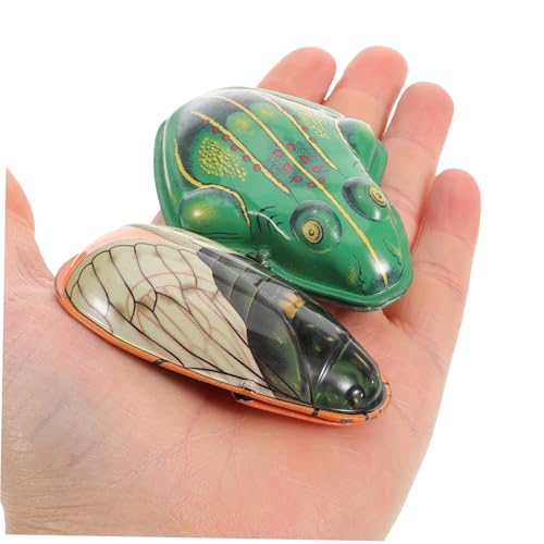 FUNOMOCYA Vintage Tinplate mit Frosch Zikadenform Langlebiges Retro Blechspielzeug für Dekoration und Nostalgisches Spiel Detailreich als Geschenk und Sammlerobjekt von FUNOMOCYA