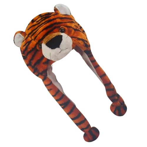 FUNOMOCYA Weiche Elastische Tiger kinderhaube aus Plüsch Dekorative Warme Wintermütze für Jungen und Mädchen Vielseitig Verwendbar Komfortabel und Niedlich für Geburtstage und Feste von FUNOMOCYA