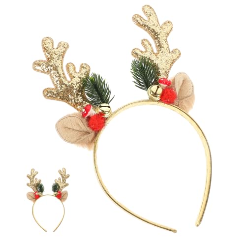 FUNOMOCYA Weihnachts Rentier Geweih Haarreif Leichtes Haarband mit Glocken Festliches Partyaccessoire für Damen und Weihnachtskostüm von FUNOMOCYA