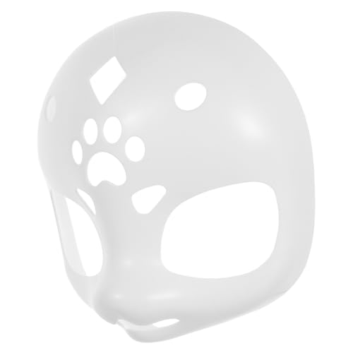 FUNOMOCYA Weiße Kunststoff Fursuit Kopf Basis Unbemalt Flauschige DIY Tiermaske Blank Furry Accessoire für Halloween Karneval Cosplay Party von FUNOMOCYA