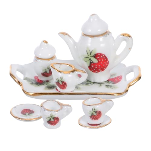 FUNOMOCYA Zubehör Miniaturen Keramik Winzige Teekannen Aus Porzellan Mini Teetassen Tee Puppenzimmer Küchenset Und Porzellan Untertasse – Geschirr Für Partys Puppenhaus Tasse von FUNOMOCYA