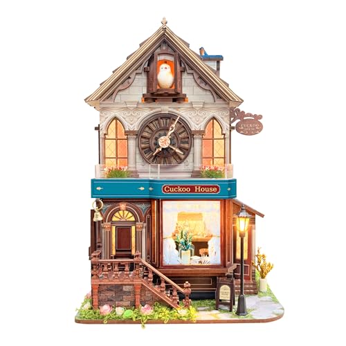 FUNPOLA 3D Holzpuzzle Book Nook Kit mit LED-Licht (Cuckoo House) von FUNPOLA