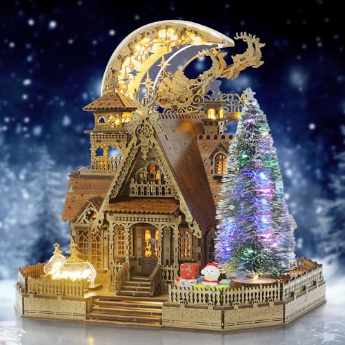 FUNPOLA LED 3D Holzpuzzle Weihnachtslandschafts Hüttenmodell - DIY Miniatur-Bausatz mit Funken LED Lichtern - Weihnachtsnachtflug Mondlampe für Erwachsene und Kinder FUNPOLA LED 3D Holzpuzzle Weihnachtslandschafts Hüttenmodell - DIY Miniatur-Bausatz mit Funken LED Lichtern - Weihnachtsnachtflug Mondlampe für Erwachsene und Kinder von FUNPOLA