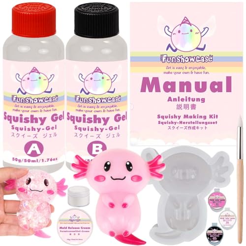 FUNSHOWCASE Taba Squishy Bastelset Flüssigsilikon Große Axolotl-Silikonform Farbpaste FUNSHOWCASE Taba Squishy Bastelset Flüssigsilikon Große Axolotl-Silikonform Farbpaste von FUNSHOWCASE