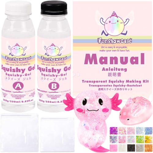 FUNSHOWCASE Taba Squishy Bastelset Klar Gel Flex Silikonkautschuk Kristall Flüssiges Silikon 500ml FUNSHOWCASE Taba Squishy Bastelset Klar Gel Flex Silikonkautschuk Kristall Flüssiges Silikon 500ml von FUNSHOWCASE