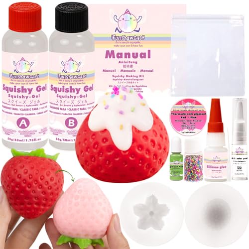 Taba Squishy Bastelset Erdbeere Silikonform Flüssigsilikon Farbwechselndes Pigmentpulver von FUNSHOWCASE