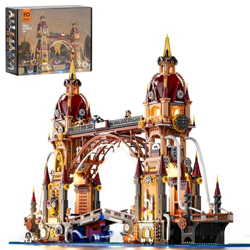 FUNWHOLE Steampunk Stadtbrücke Beleuchtungs-Bausteinset – 3170 Teile Turm- und Bewegliche Brücke Architektur-Modellbausatz Konstruktionsset für Erwachsene FUNWHOLE Steampunk Stadtbrücke Beleuchtungs-Bausteinset – 3170 Teile Turm- und Bewegliche Brücke Architektur-Modellbausatz Konstruktionsset für Erwachsene von FUNWHOLE