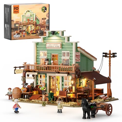 Funwhole Western General Store Beleuchtetes Bauklötze-Set – 1895 Teile Die Alt-West-Stadt-Kollektion Display-Set für Erwachsene und Western-Liebhaber von FUNWHOLE