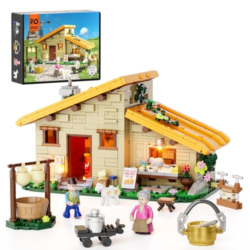 FUNWHOLE Käsehaus Beleuchtungs-Baustein-Set - Hauskäse Kollektion LED Licht BAU Tiere Bausatz 867 Teile für Erwachsene und Jugendliche von FUNWHOLE