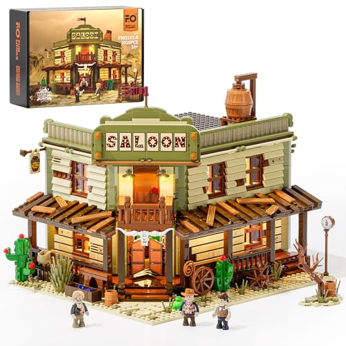 FUNWHOLE Western Saloon Baukasten – 2016 Teile Leuchtendes Modellset für Erwachsene – 3 Minifiguren + Dynamische Beleuchtung – Der Wilde Westen FUNWHOLE Western Saloon Baukasten – 2016 Teile Leuchtendes Modellset für Erwachsene – 3 Minifiguren + Dynamische Beleuchtung – Der Wilde Westen von FUNWHOLE