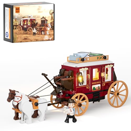 FUNWHOLE Western Stagecoach Beleuchtungsstein-Set – Alter Westwagen und Pferd, 293 Teile, Sammlerstück für Westernliebhaber FUNWHOLE Western Stagecoach Beleuchtungsstein-Set – Alter Westwagen und Pferd, 293 Teile, Sammlerstück für Westernliebhaber von FUNWHOLE