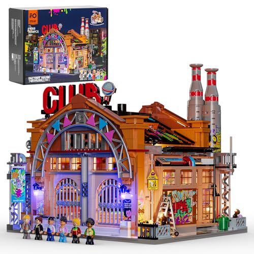 FUNWHOLE Fabrikhaus-der-Musik Beleuchtung Klemmbausteine Haus, City Straßenfusion Modular Building &Deko Aesthetic, 2654 Pcs, Spielzeug-Geschenk für Musikliebhaber & Street-Culture-Fans, F9068 von FUNWHOLE