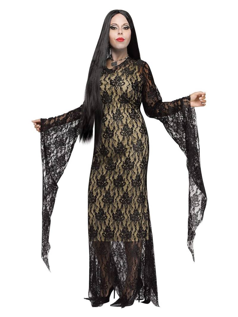 Elegantes Gothic Halloween-Damenkostüm Plus Size schwarz von FUNWORLD