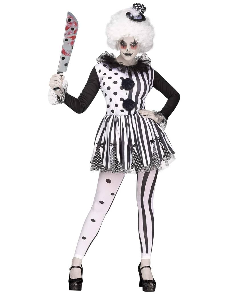 Horror-Clown-Kostüm für Damen weiss-schwarz von FUNWORLD