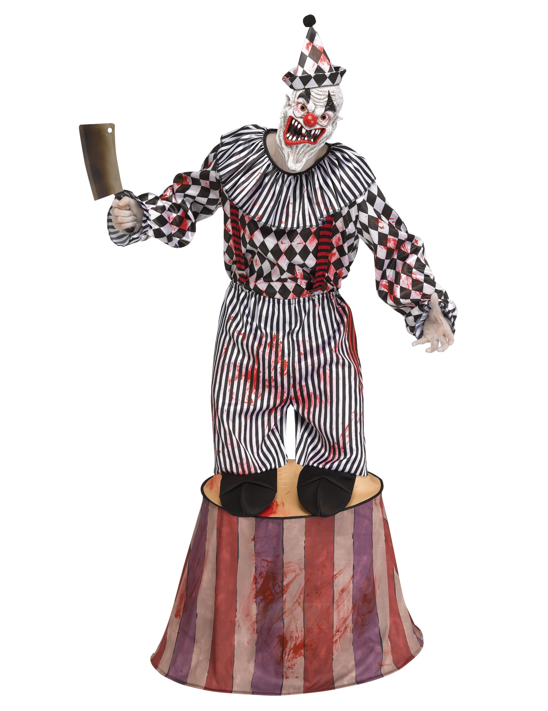 Horrorclown-Zwerg auf Podest Halloween-Kostüm weiss-schwarz-rot Horrorclown-Zwerg auf Podest Halloween-Kostüm weiss-schwarz-rot von FUNWORLD
