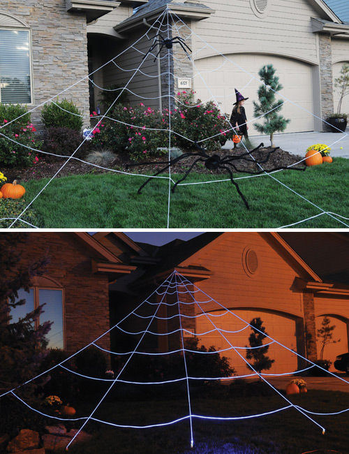 Riesen-Spinnennetz für den Garten Halloween-Deko weiss 7m x 5.7m von FUNWORLD